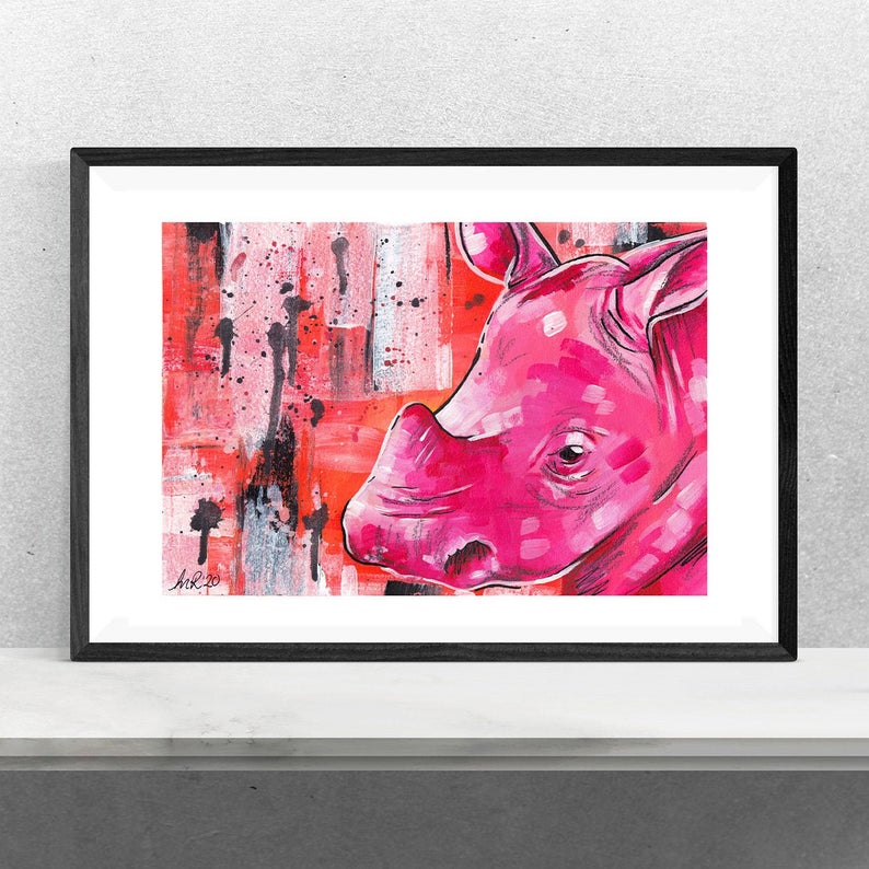 Baby Rhino Abstract Art Print