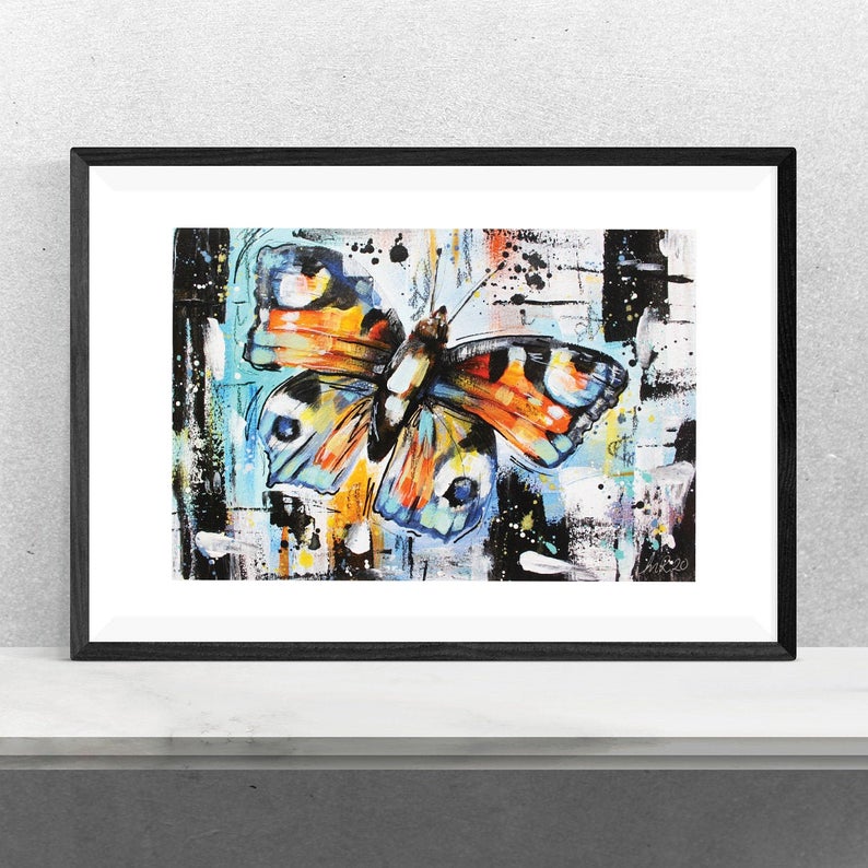 Peacock Butterfly Abstract Art Print