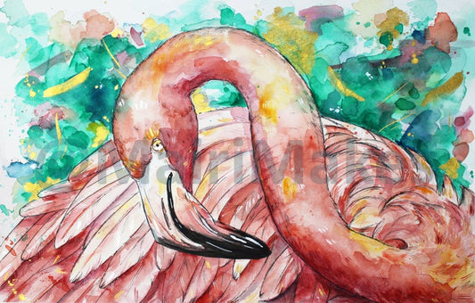 Flamingo Watercolour Art Print
