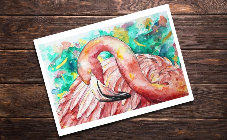 Flamingo Watercolour Art Print