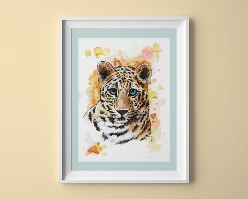 Leopard Watercolour Art Print