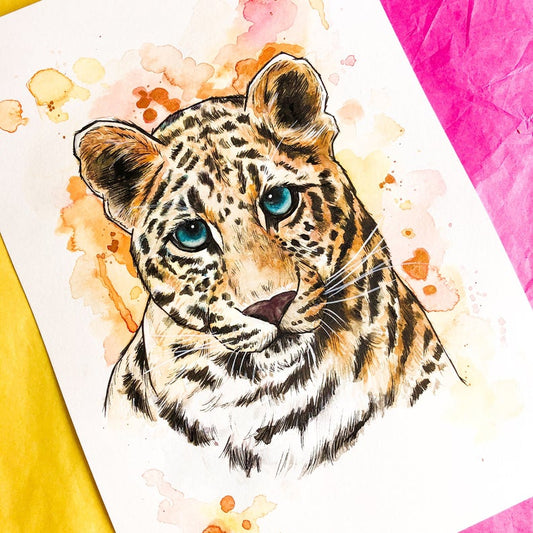 Leopard Watercolour Art Print