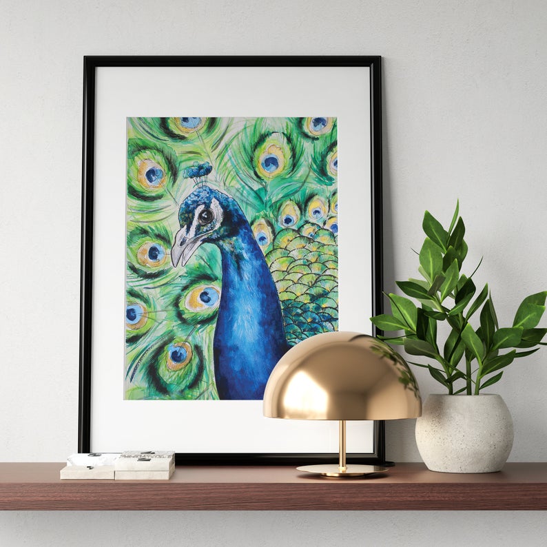 Peacock Watercolour Art Print