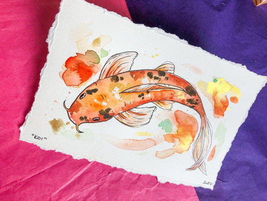 Koi Fish Watercolour Painting