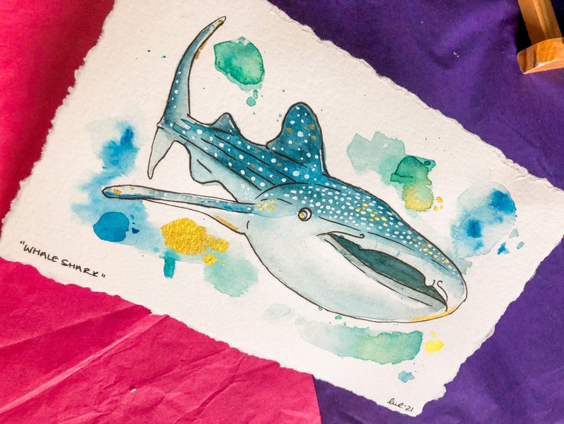 Whale Shark Watercolour Painting