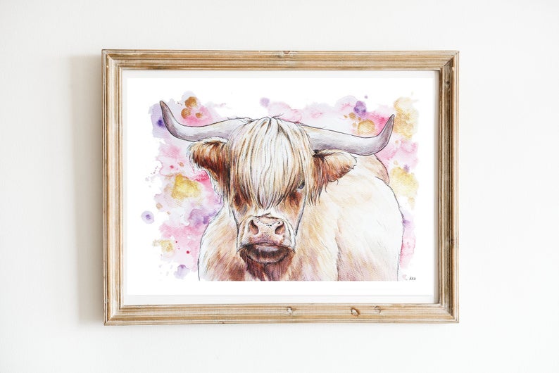 Highland Cow Art Print (HEATHER)