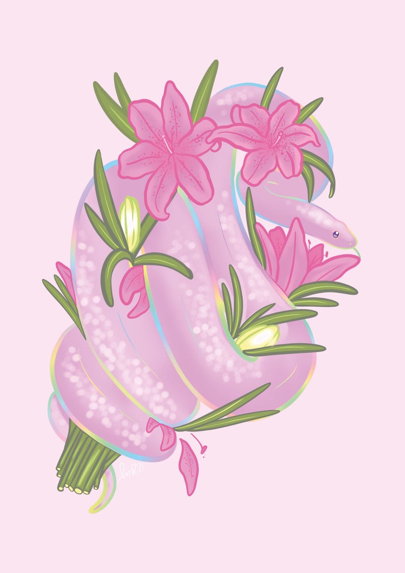 Floral Pastel Corn Snake Print
