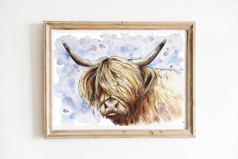 Highland Cow Art Print (BRACKEN)