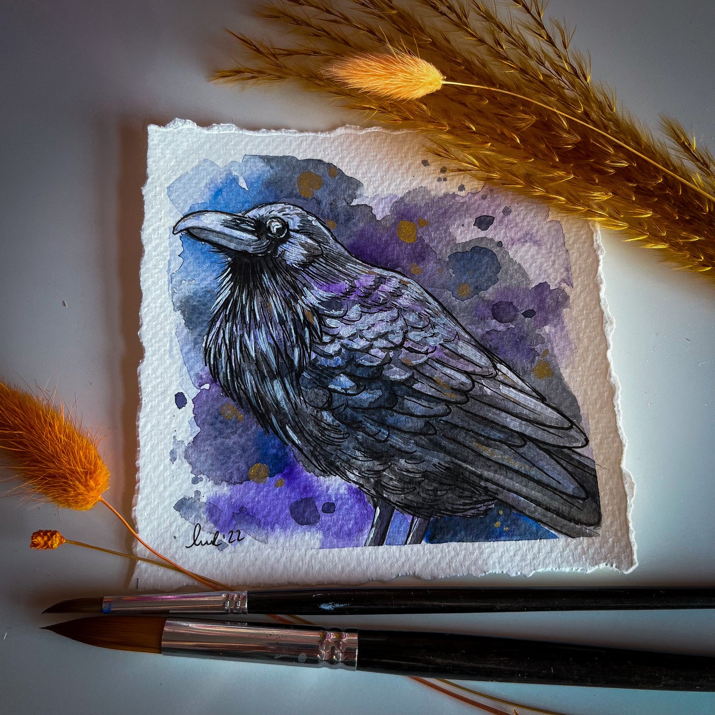 Raven Watercolour Painting - Moira