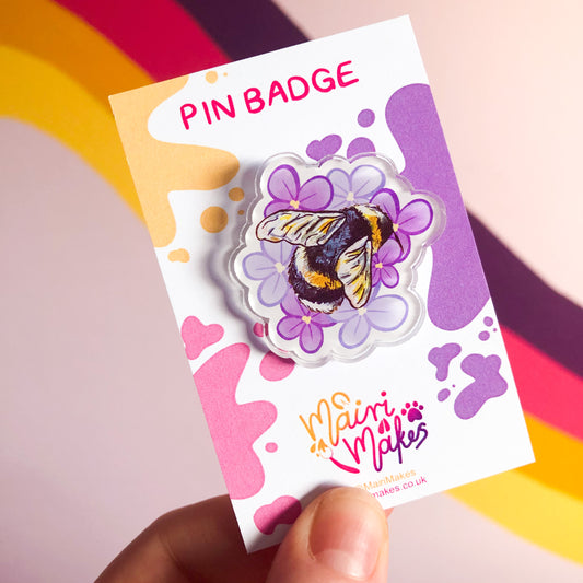 Bumblebee Flower Pin Badge