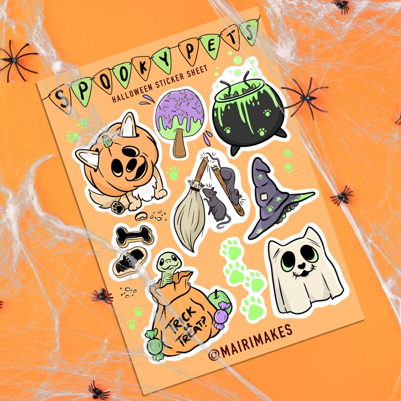 Spooky Pets Halloween Pin Badge and Sticker Bundle